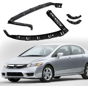 YLT AUTO Front Bumper and Headlight Bracket Support Set Compatible with Honda Civic Sedan 2006-2011, Diver and Passenger Side