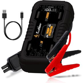 Econour Car Battery Jump Starter | Portable 2000a بطارية الطائر بداية | مثالي لما يصل إلى 8L غاز و 6L محركات الديزل | بداية السيارة مع Torchlight و SOS | متوافق مع فورد ، بنز وتويوتا