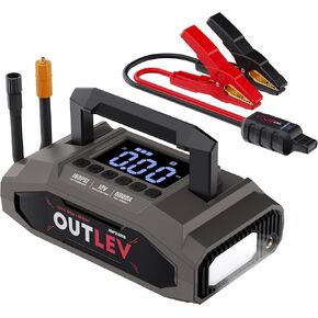 Jump Starter with Air Compressor for All Gas & 10.0L Diesel Engines, 6000A Jump Starter Battery Pack, Portable Power Bank, Safety Protection, Self-Driving Tour Essential