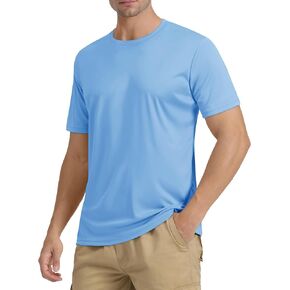 Men's Short Sleeve UPF 50+ Sun Rash Guard Swim Shirts Lightweight Moisture Wicking Athletic Summer Tops