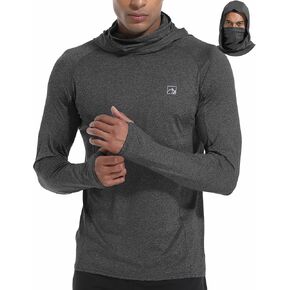 Men's UPF 50+ Sun Protection Shirts UV SPF Rash Guard Long Sleeve Lightweight Hoodie Shirts Fishing Hiking Running Swim