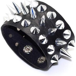Punk Rivet Bracelet Spike Wide Leather Wristband Bracelet(ONESH)