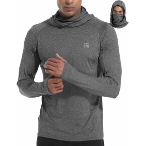 Men's UPF 50+ Sun Protection Shirts UV SPF Rash Guard Long Sleeve Lightweight Hoodie Shirts Fishing Hiking Running Swim in Saudi Arabia