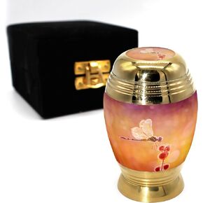 Butterfly & Dragonfly Cremation Urns for Ashes Personalization and Engraving Customization for Human Ashes Large Small Keepsake Velvet Gift Box Sets for 4 (Bokeh Butterfly, Large)