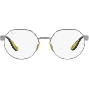 Ray-Ban RX6492M Scuderia Ferrari Collection Round Prescription Eyewear Frames, Gunmetal/Demo Lens, 51 mm