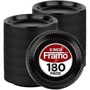 Disposable Black Plastic Plates, Pack of 120-9-Inch Round Plastic Plates Special Events, Party, Dinner, Picnic, or Travel - Bulk Pack Party Supplies
