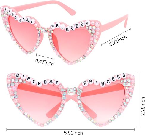 Birthday Glasses for Women Happy Birthday Sunglasses Birthday Accessories Pink Heart Sunglasses Party Favors Birthday Gifts for Women in Saudi Arabia