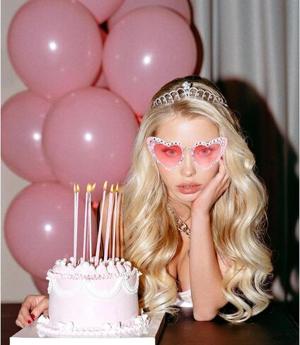 Birthday Glasses for Women Happy Birthday Sunglasses Birthday Accessories Pink Heart Sunglasses Party Favors Birthday Gifts for Women in Saudi Arabia