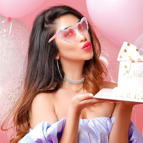 Birthday Glasses for Women Happy Birthday Sunglasses Birthday Accessories Pink Heart Sunglasses Party Favors Birthday Gifts for Women in Saudi Arabia