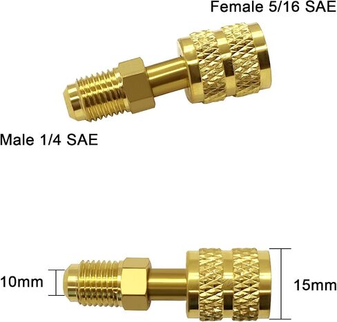 Joywayus 1/4 "SAE Male to 5/16" SAE Female Flare Port Port Straight Port for R410A Mini Split HVAC System (حزمة 2) in Kuwait