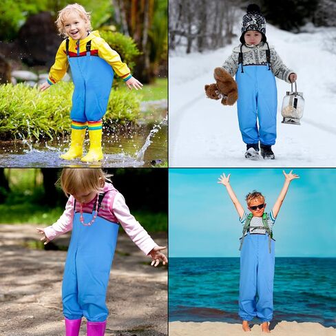 Luwint Kids مقاوم للماء سراويل أمطار خفيفة الوزن الخشن في الهواء الطلق مريلة سراويل قذرة in Kuwait