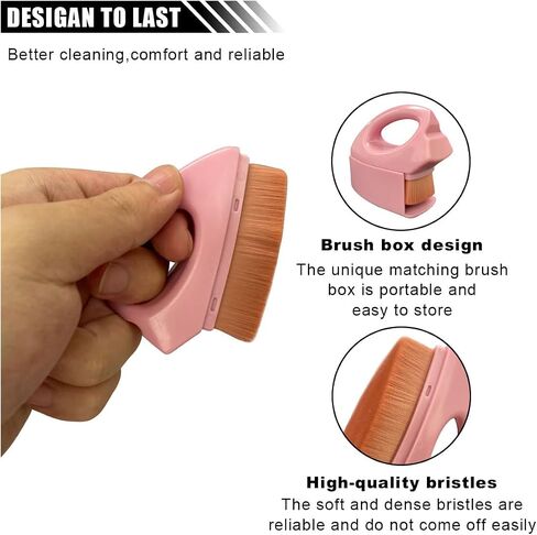 Car Tire Shine Brush, Soft Bristles Car Tire Wash Detailing Brush with Storage Case, Portable Car Cleaning Supplies, High-Density Auto Tire Applicator Brush (White) in Kuwait