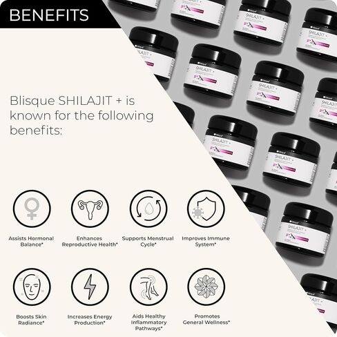 Blisque - مرير للغاية | طعم غير سارة ملحق راتنج شيلاجيت | لصحة المرأة | مع شاتافاري العضوية والحديد | 60 غرام | مريرة جدا | طعم غير سار in Kuwait