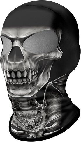 Shopiness للجنسين ثنائي الفتحة 3D Balaclava البالغين الوجه على طراز Skull للدراجات النارية لركوب الدراجات الرياضية الأنشطة في الهواء الطلق جمجمة الجمجمة in Kuwait
