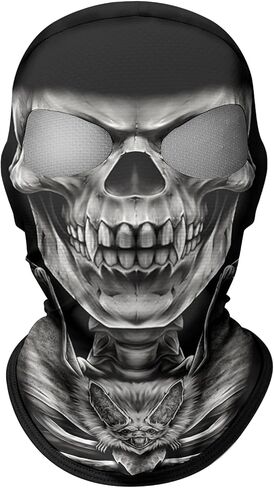 Shopiness للجنسين ثنائي الفتحة 3D Balaclava البالغين الوجه على طراز Skull للدراجات النارية لركوب الدراجات الرياضية الأنشطة في الهواء الطلق جمجمة الجمجمة in Kuwait