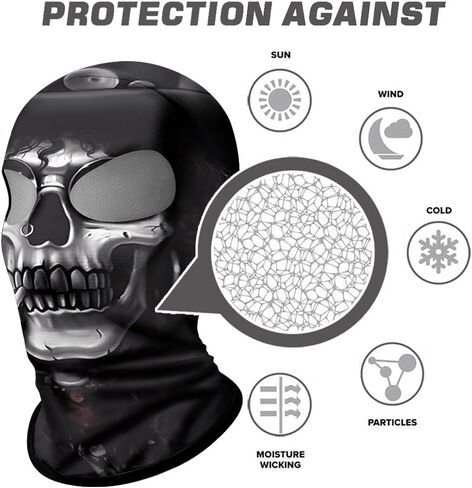 Shopiness للجنسين ثنائي الفتحة 3D Balaclava البالغين الوجه على طراز Skull للدراجات النارية لركوب الدراجات الرياضية الأنشطة في الهواء الطلق جمجمة الجمجمة in Kuwait