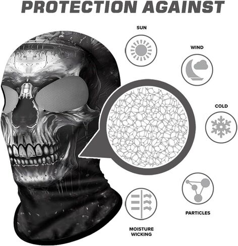 Shopiness للجنسين ثنائي الفتحة 3D Balaclava البالغين الوجه على طراز Skull للدراجات النارية لركوب الدراجات الرياضية الأنشطة في الهواء الطلق جمجمة الجمجمة in Kuwait