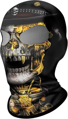 Shopiness للجنسين ثنائي الفتحة 3D Balaclava البالغين الوجه على طراز Skull للدراجات النارية لركوب الدراجات الرياضية الأنشطة في الهواء الطلق جمجمة الجمجمة in Kuwait