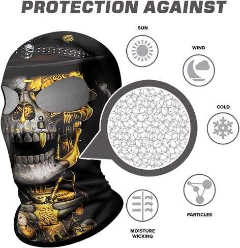 Shopiness للجنسين ثنائي الفتحة 3D Balaclava البالغين الوجه على طراز Skull للدراجات النارية لركوب الدراجات الرياضية الأنشطة في الهواء الطلق جمجمة الجمجمة in Kuwait