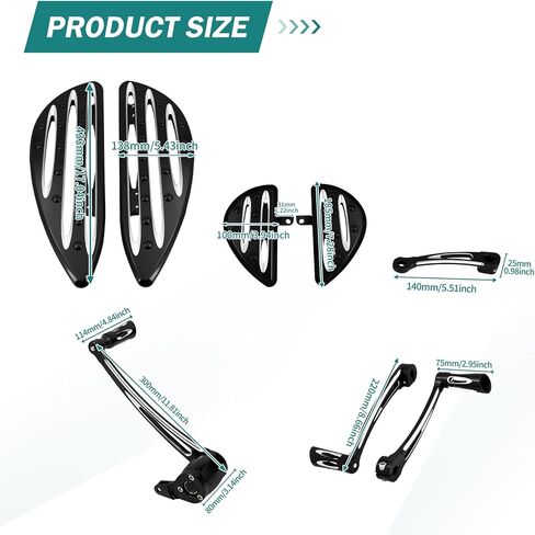دراجة نارية سائق ركاب أرضية أرضية الفرامل ذراع الفرامل دواسة إصبع القدم الكعب Shift Rod Lever مجموعة مناسبة ل Harley Touring Road Glide Glide Electra Glide (2008-2013 ، Chrome) in Kuwait