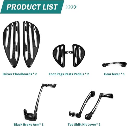 دراجة نارية سائق ركاب أرضية أرضية الفرامل ذراع الفرامل دواسة إصبع القدم الكعب Shift Rod Lever مجموعة مناسبة ل Harley Touring Road Glide Glide Electra Glide (2008-2013 ، Chrome) in Kuwait