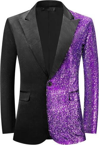 Lars Amadeus Sequin Blazers for Men Color Block Peak Lapel Tuxedo Supergly Suction Suction in Saudi Arabia
