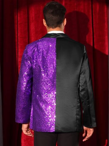 Lars Amadeus Sequin Blazers for Men Color Block Peak Lapel Tuxedo Supergly Suction Suction in Saudi Arabia
