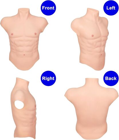 silicone muscle suit Realistic Male chest plate fake abs Simulation skin suit For Cosplay Transgender（light version） in Saudi Arabia