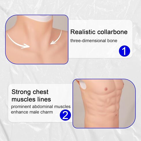 silicone muscle suit Realistic Male chest plate fake abs Simulation skin suit For Cosplay Transgender（light version） in Saudi Arabia
