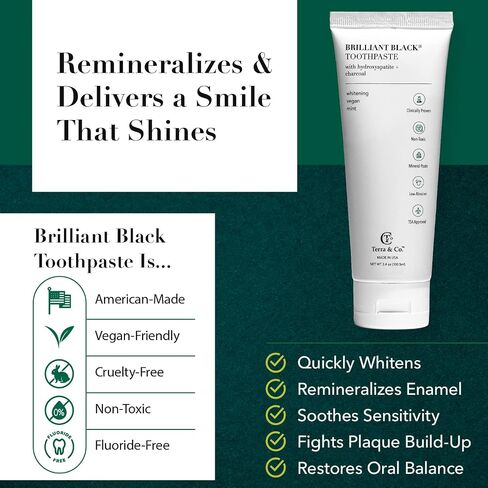 Brilliant Hydroxyapatite Charcoal Toothpaste for Whitening Teeth– Natural Vegan Sensitive in Saudi Arabia