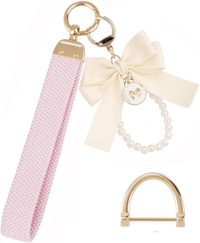 Wristlet Keychain for Women Wrist Lanyard for Keys Wristlet Strap Keychain Wristlet with D-ring and Cute Bow Keychain in Saudi Arabia