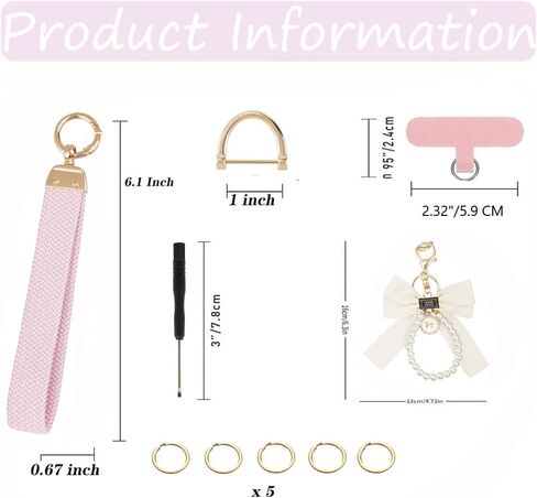 Wristlet Keychain for Women Wrist Lanyard for Keys Wristlet Strap Keychain Wristlet with D-ring and Cute Bow Keychain in Saudi Arabia