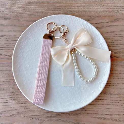 Wristlet Keychain for Women Wrist Lanyard for Keys Wristlet Strap Keychain Wristlet with D-ring and Cute Bow Keychain in Saudi Arabia
