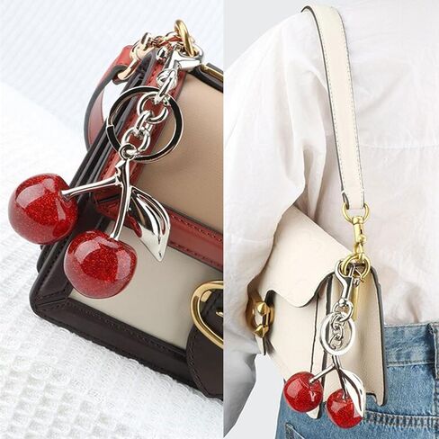 سلسلة مفاتيح الكرز للنساء راتنجات الفضة كرز سحر لحقيبة حقيبة اليد لطيف accessories سلسلة مفاتيح السلسلة in Saudi Arabia