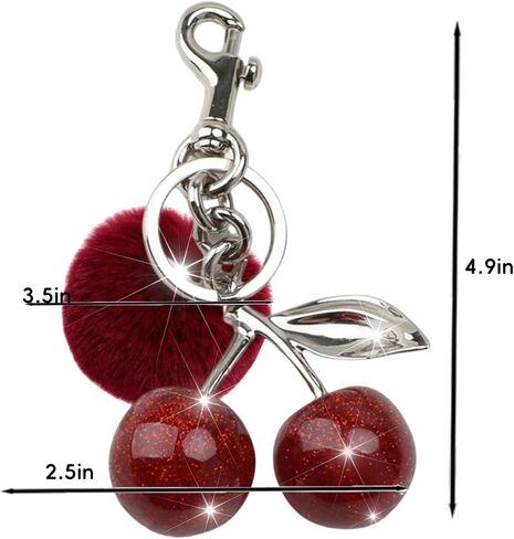 سلسلة مفاتيح الكرز للنساء راتنجات الفضة كرز سحر لحقيبة حقيبة اليد لطيف accessories سلسلة مفاتيح السلسلة in Saudi Arabia