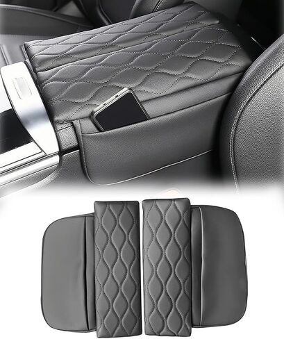 Center Console Armrest Cover for Mercedes Benz GLC X254 350e 300 2023-2025, C Class C300 2022-2025, Leather Armrest Console Cover with Side Storage Pockets in Kuwait
