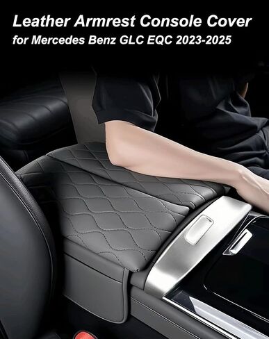 Center Console Armrest Cover for Mercedes Benz GLC X254 350e 300 2023-2025, C Class C300 2022-2025, Leather Armrest Console Cover with Side Storage Pockets in Kuwait