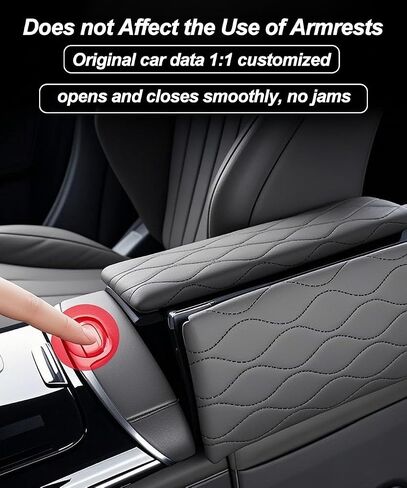Center Console Armrest Cover for Mercedes Benz GLC X254 350e 300 2023-2025, C Class C300 2022-2025, Leather Armrest Console Cover with Side Storage Pockets in Kuwait