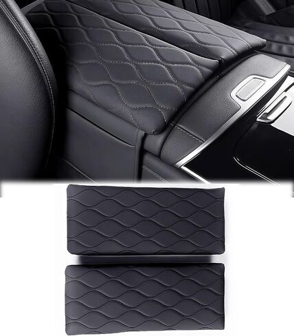 Center Console Armrest Cover for Mercedes Benz GLC X254 350e 300 2023-2025, C Class C300 2022-2025, Leather Armrest Console Cover with Side Storage Pockets in Kuwait