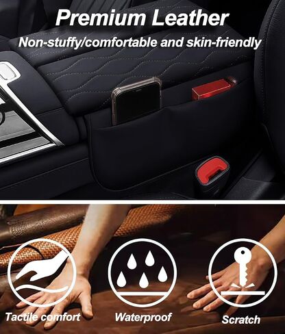 Center Console Armrest Cover for Mercedes Benz GLC X254 350e 300 2023-2025, C Class C300 2022-2025, Leather Armrest Console Cover with Side Storage Pockets in Kuwait