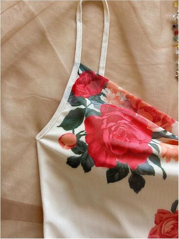 فستان MakeMeChic نسائي قصير بطبعات زهور وحزام سباغيتي واسع صيفي قصير in Kuwait