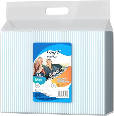 DAFI Disposable Bed Pads Extra Large 30"x 36"(50 Count) Adult Incontinence Underpads, Effective Odor Control Pee Pads, Chucks Pads, Super Absorbent Protection for Elderly, Adults, Baby in Saudi Arabia