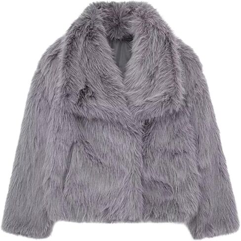 سترة فرو من Gnveub Women Faux Fucher معطف من فرو الطية الشتاء الشتاء الدافئ الرقيق in Kuwait