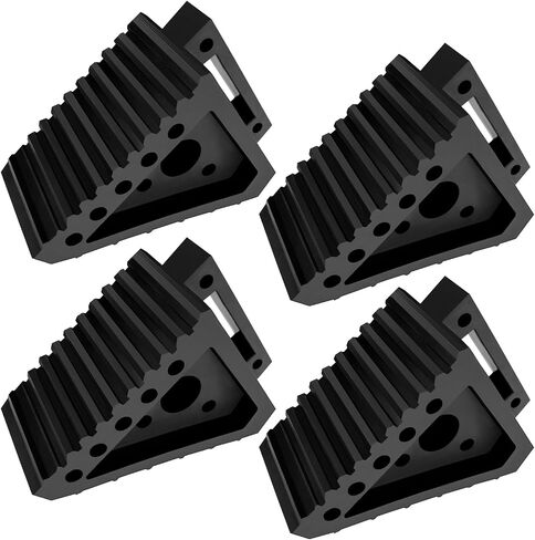 Taifa 4PCS Heavy Duty Rubber Wheel Chocks for Travel Trailers, RV Wheel Stoppers Tire Chock with Portable Handle for Camper Cars Trucks etc., Black in Saudi Arabia