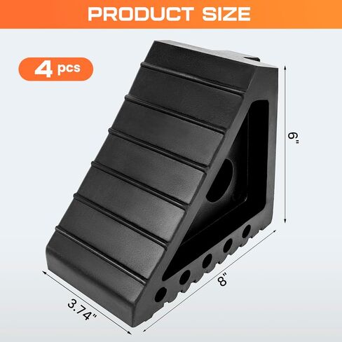 Taifa 4PCS Heavy Duty Rubber Wheel Chocks for Travel Trailers, RV Wheel Stoppers Tire Chock with Portable Handle for Camper Cars Trucks etc., Black in Saudi Arabia