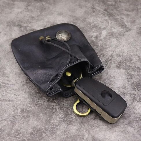 1Pcs Genuine Leather Drawstring Coin Purse Change Wallet Medieval Pouch Vintage Leather Coin Bag With Metal Clasp Mini Change Purse for Women Men (Light brown) in Kuwait