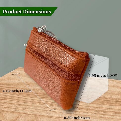 2PCS Leather Coin Purse for Men, Small Zipper Coin Pouch, Premium Car Change Holder for Cash Wallet as Money Pouch, Dice Bag, Coin Holder (2PCS Brown Leather) in Saudi Arabia