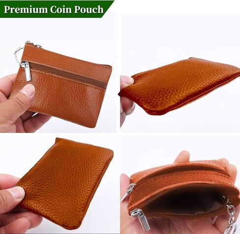 2PCS Leather Coin Purse for Men, Small Zipper Coin Pouch, Premium Car Change Holder for Cash Wallet as Money Pouch, Dice Bag, Coin Holder (2PCS Brown Leather) in Saudi Arabia