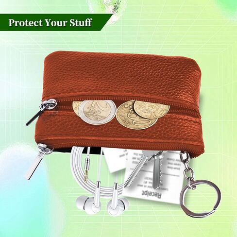2PCS Leather Coin Purse for Men, Small Zipper Coin Pouch, Premium Car Change Holder for Cash Wallet as Money Pouch, Dice Bag, Coin Holder (2PCS Brown Leather) in Saudi Arabia