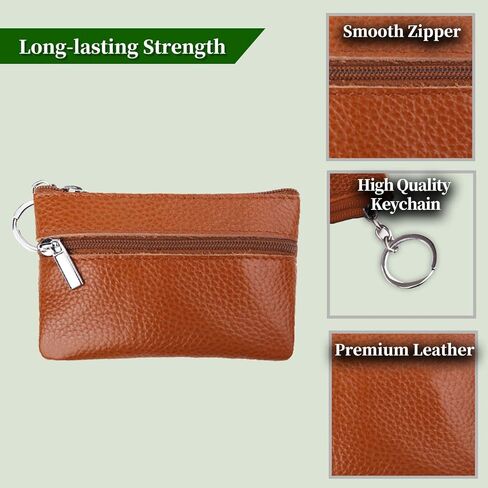 2PCS Leather Coin Purse for Men, Small Zipper Coin Pouch, Premium Car Change Holder for Cash Wallet as Money Pouch, Dice Bag, Coin Holder (2PCS Brown Leather) in Saudi Arabia